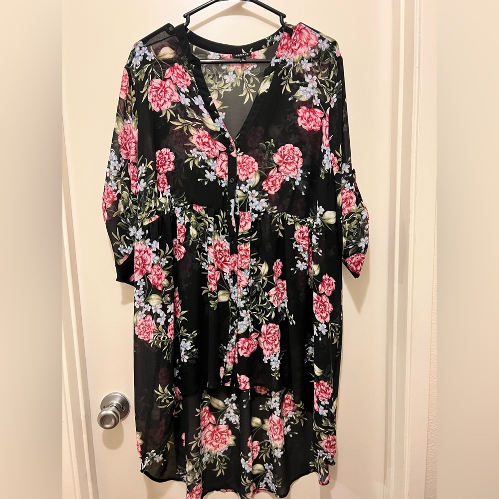 Torrid black floral blouse